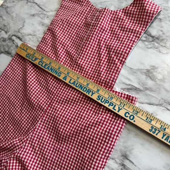 Boys Red Gingham Sailboat Smocked Outfit Overalls Size 24 mos Shortalls Romper - Picture 5 of 8